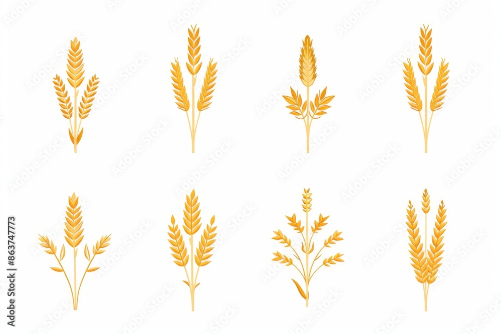 Wheat icon, rye ears sign, barley emblem, oats, cereals symbol, wheat ear, seeds, corns set Wheat icon, rye ears sign, barley emblem, oats, cereals symbol, wheat ear, seeds, corns set