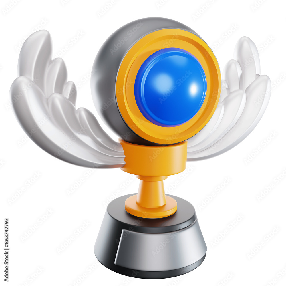 Blue Award Trophy 3d icon illustration Blue Award Trophy 3d icon illustration