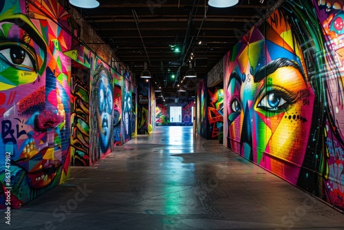 Wallpaper Mural A Symphony Of Colors: A Vibrant Graffiti Alleyway In Urban Landscape Torontodigital.ca