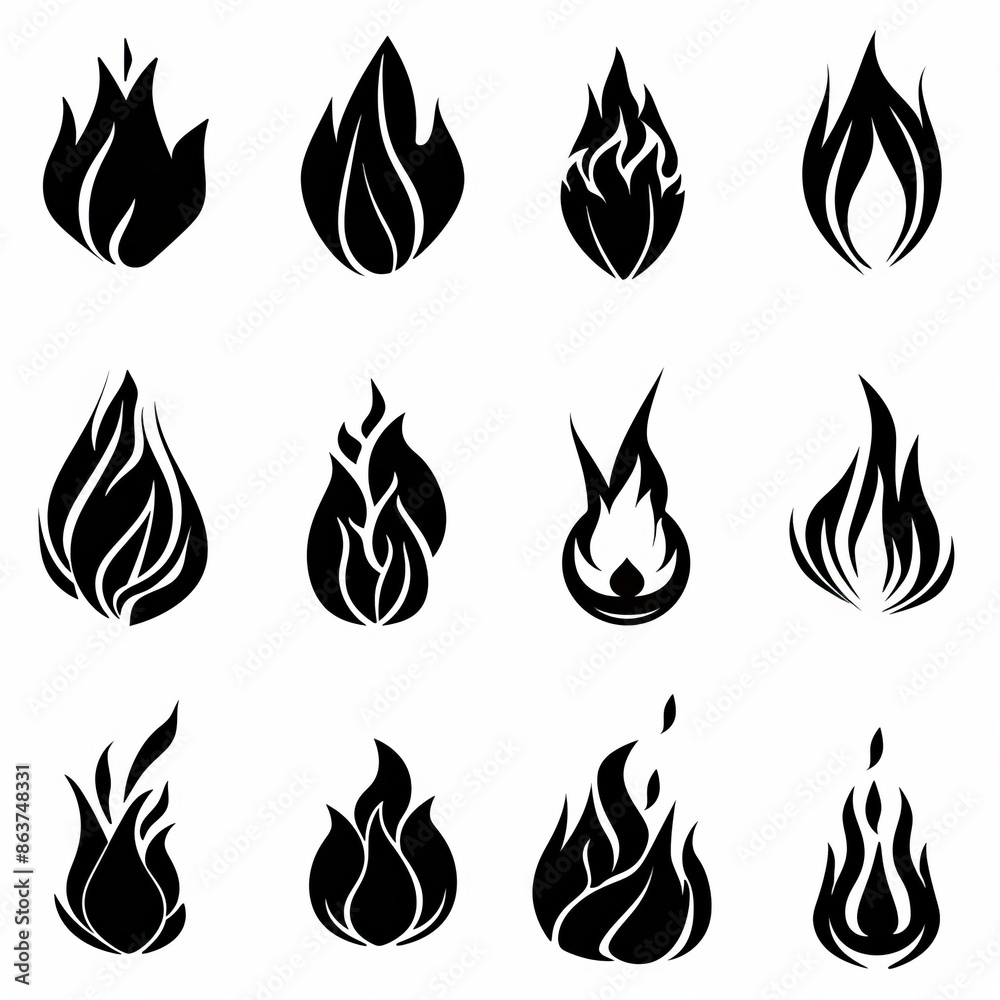 Fire icon, flame bonfire sign, campfire symbol, burn graphic element, fire emblem, grill pictogram Fire icon, flame bonfire sign, campfire symbol, burn graphic element, fire emblem, grill pictogram