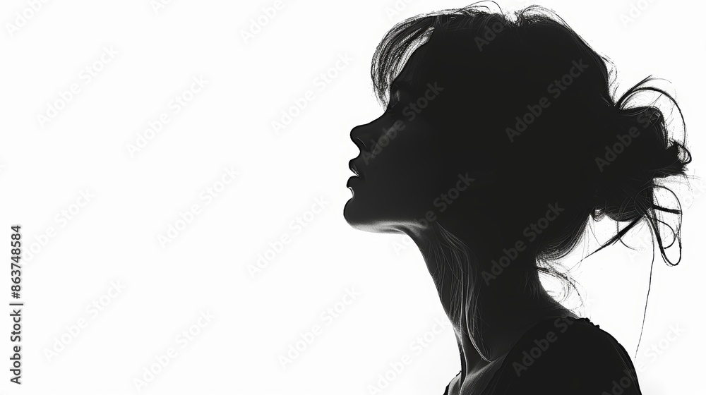 silhouette of girl on white background with soft lighting for a stunning visual impact. silhouette of girl on white background with soft lighting for a stunning visual impact.