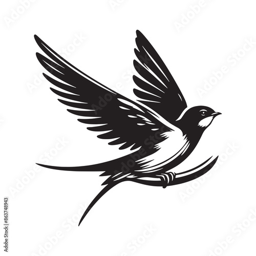 Stylish swallow silhouette - swallow illustration - swallow black vector