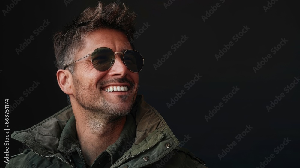 Fototapeta premium Smiling man in sunglasses looking to the side