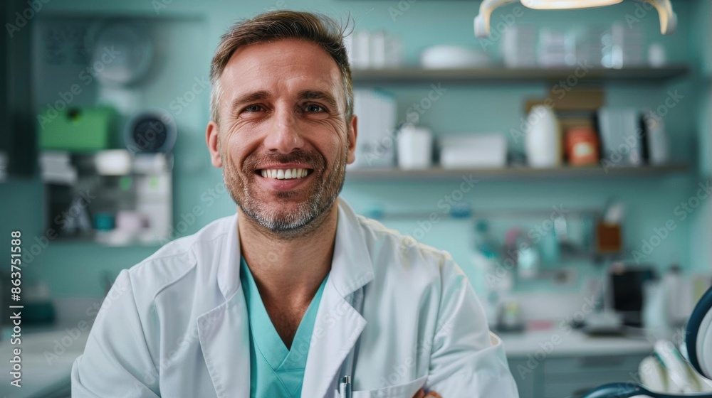 Smiling doctor in his office looking at the camera. Smiling doctor in his office looking at the camera.