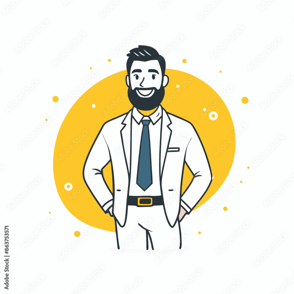 Happy handsome tall and strong office man with a beard in suite outside Happy handsome tall and strong office man with a beard in suite outside