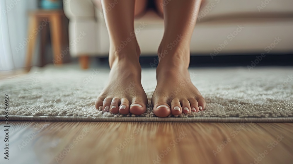 Close-up of clean female feet with soft, smooth skin, perfectly manicured toes Close-up of clean female feet with soft, smooth skin, perfectly manicured toes