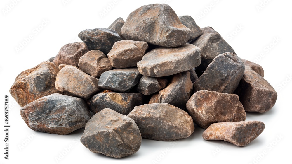 side view on pile of rocks isolated on white background side view on pile of rocks isolated on white background