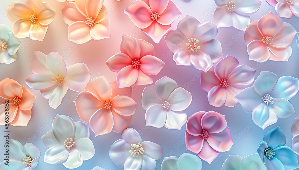 Seamless background with colorful flowers. 3D illustration Seamless background with colorful flowers. 3D illustration