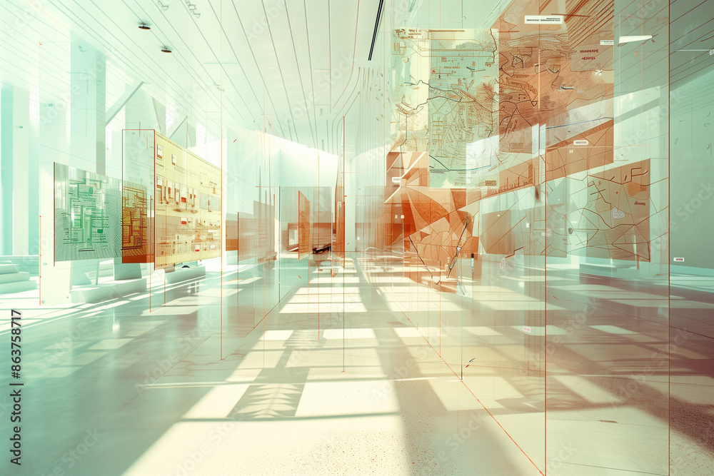 In a photorealistic photograph featuring a bright indoor environment ...