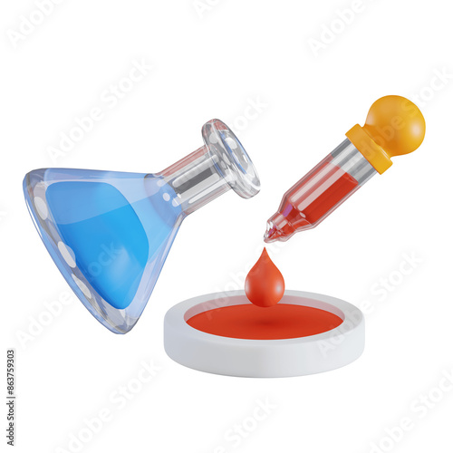 Colorful chemist bottle experiment 3d icon