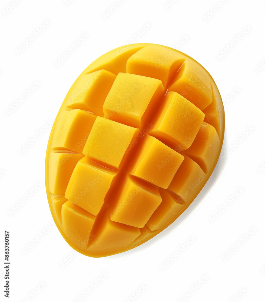 Isolated on white background perfect cutted fresh tasty mango