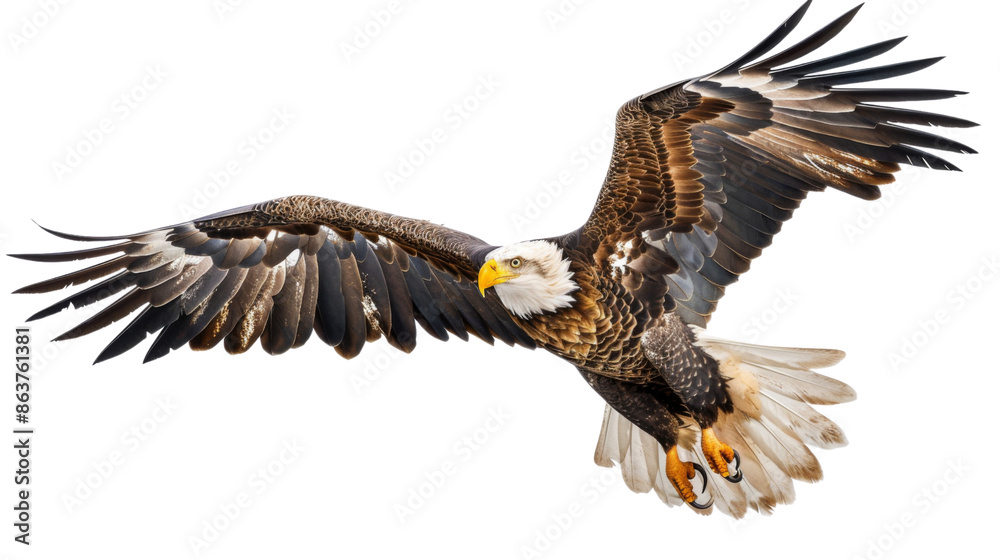 Fototapeta premium Eagle flying , eagle with spread wings on transparent background 