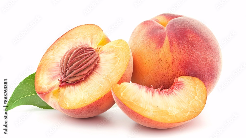 Perfectly ripe peach on a blank background. Perfectly ripe peach on a blank background.