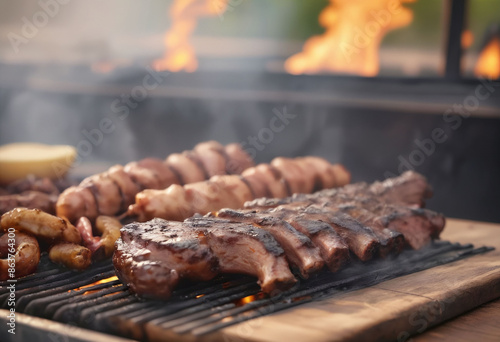 Wallpaper Mural A smoky and flavorful Texas barbecue, blurred background Torontodigital.ca