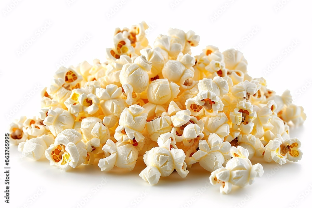 Heap of delicious new popcorn on a white background. Heap of delicious new popcorn on a white background.