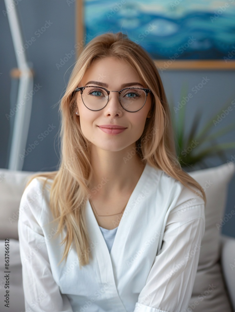 A skilled female psychologist with a warm and welcoming demeanor in her clinic office, ready to help patients with her expertise. A skilled female psychologist with a warm and welcoming demeanor in her clinic office, ready to help patients with her expertise.