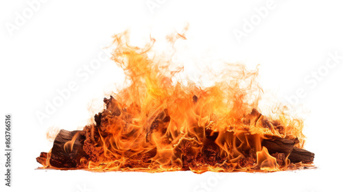 hot fire isolated on white