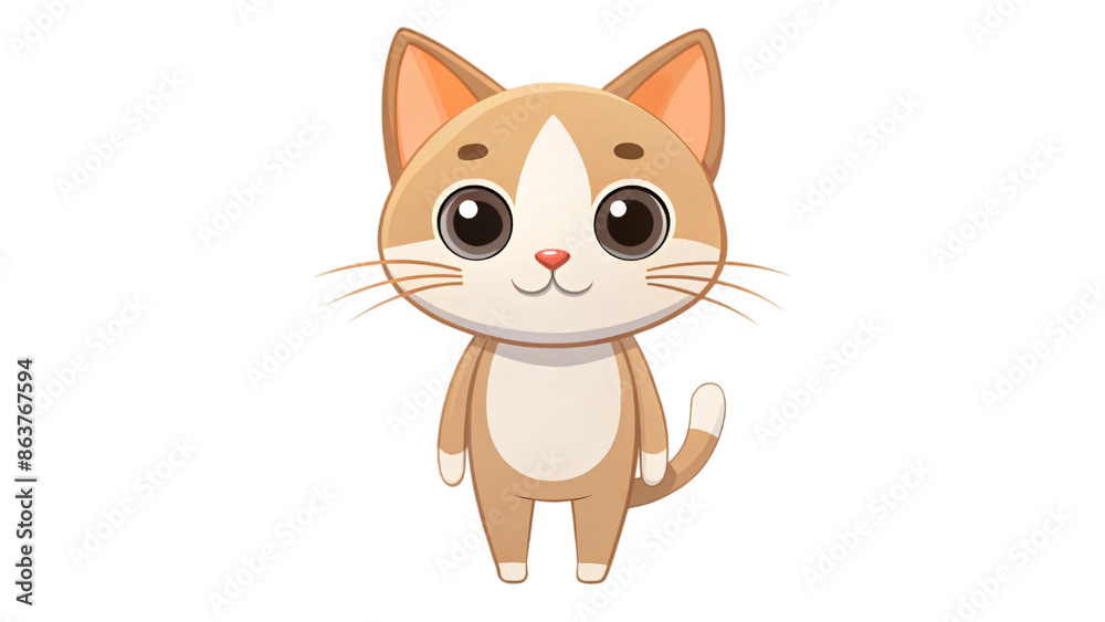 Fototapeta premium Adorable kitten with perked ears, in illustration style
