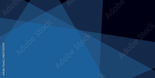 Abstract geometric shapes, overlapping translucent blue triangles, dark navy background, minimalist design,