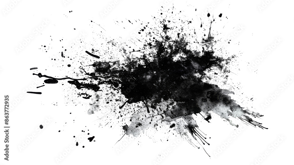 Black color splash, explosion transparent background Black color splash, explosion transparent background