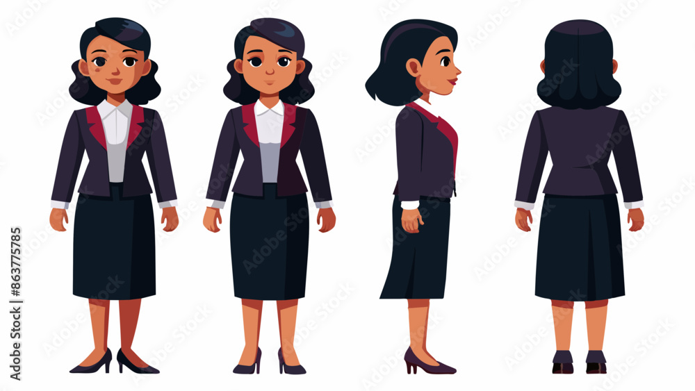 Professional Female Indian Judge Character in Multiple Poses: Front, Side, Back
Professional Female Indian Judge Character in Multiple Poses: Front, Side, Back
