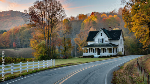 potrait of old style American house with beautiful scenery © AB Design