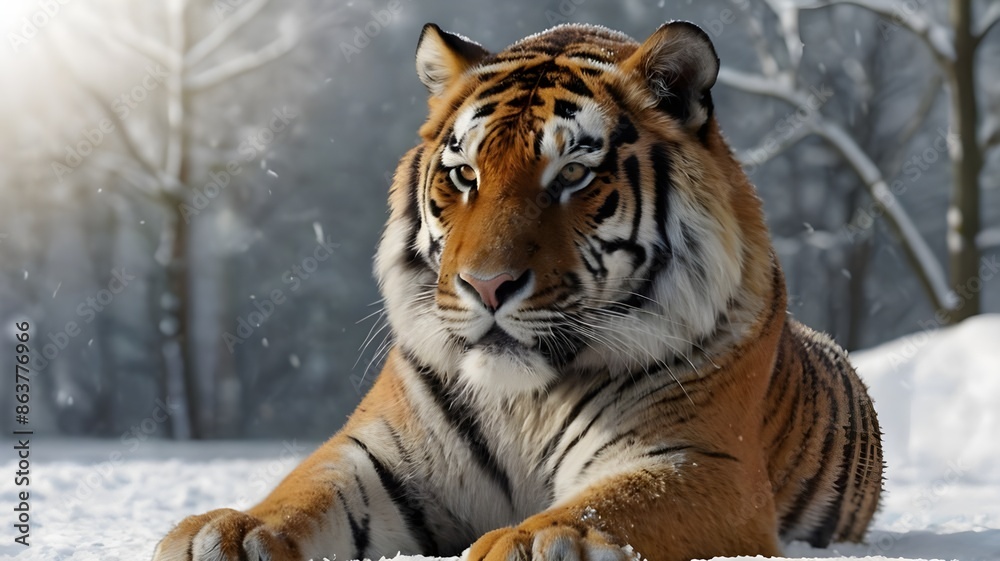 Fototapeta premium tiger in the snow
