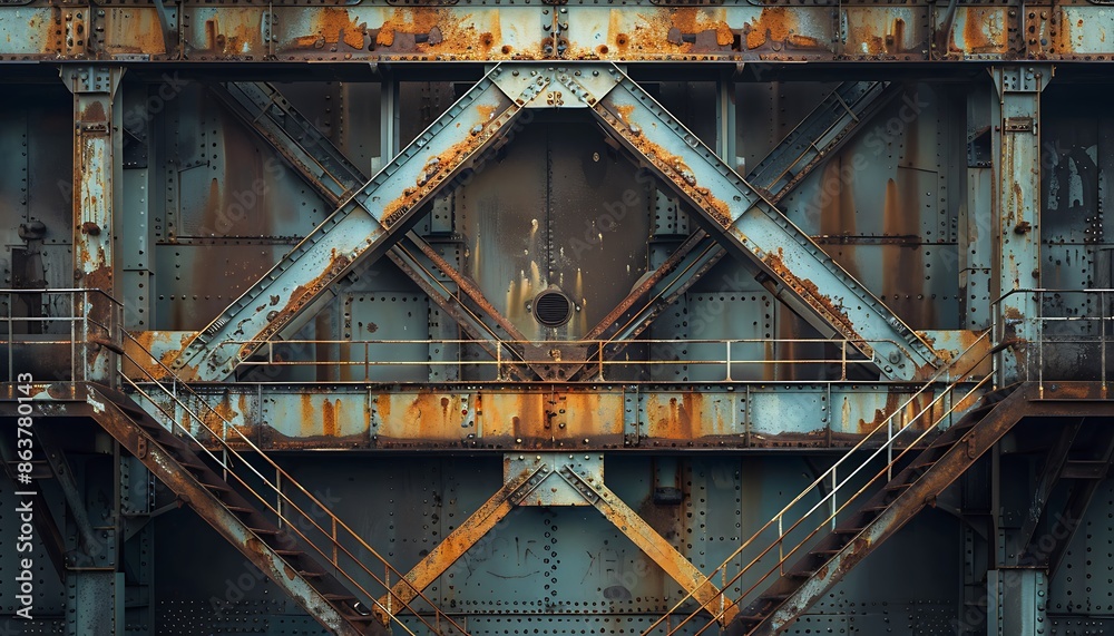 Detail of old rusty metal bridge. Abstract background and texture. Detail of old rusty metal bridge. Abstract background and texture.