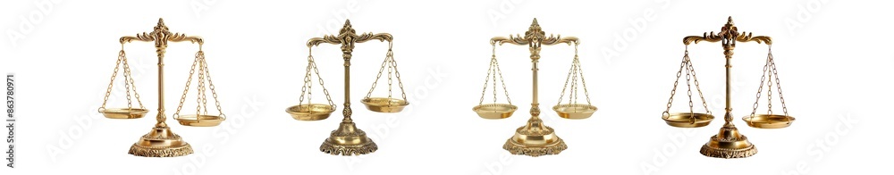 Golden Ornate scales of justice on Transparent background Golden Ornate scales of justice on Transparent background