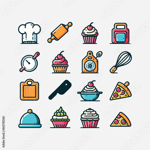 Foodies & Cooking Line Icons Adobe Illustrator Artwork photo