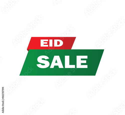 Eid Sale Badge Vector - Red and Green Label for Holiday Discounts