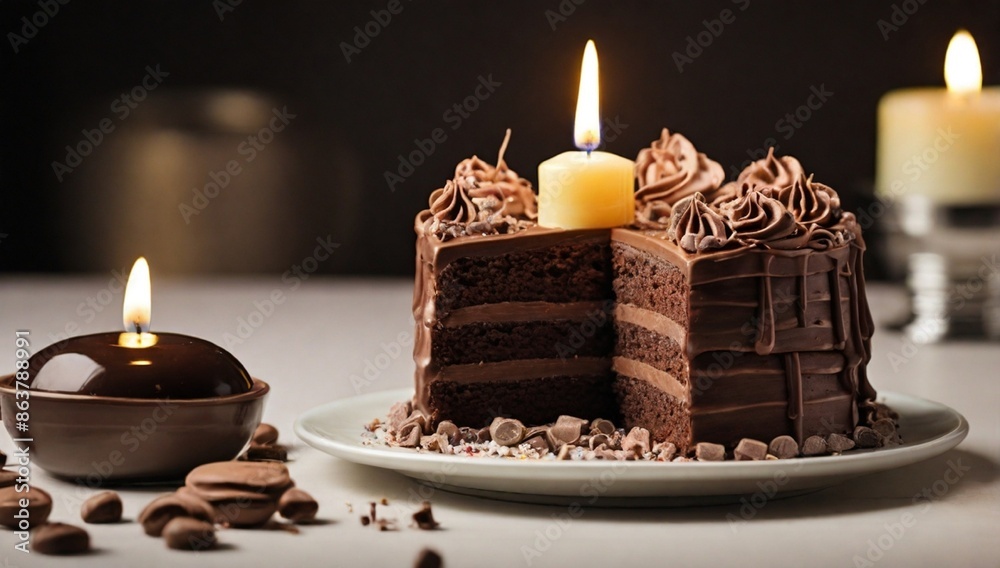 Shot of a chocolate birthday cake with a candle
Shot of a chocolate birthday cake with a candle