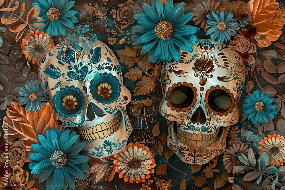 Funky pattern Day of the Dead, Dia de los muertos Funky pattern Day of the Dead, Dia de los muertos
