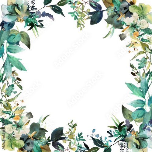 single baroque forest frame watercolor clipart 