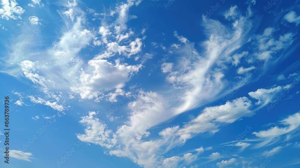 Fototapeta premium Partially sunny with wispy white clouds