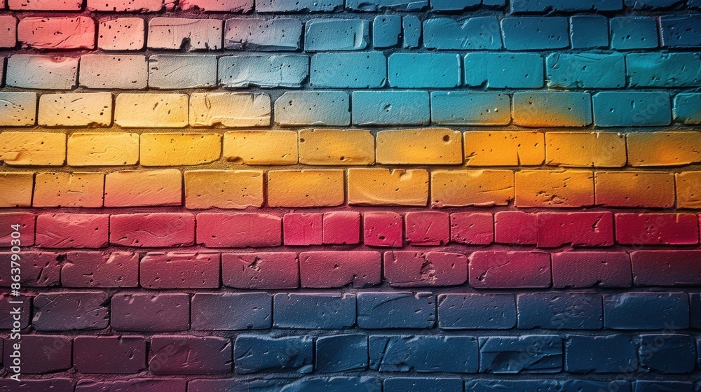 Modern graffiti art on a brick wall in an urban setting. Modern graffiti art on a brick wall in an urban setting.