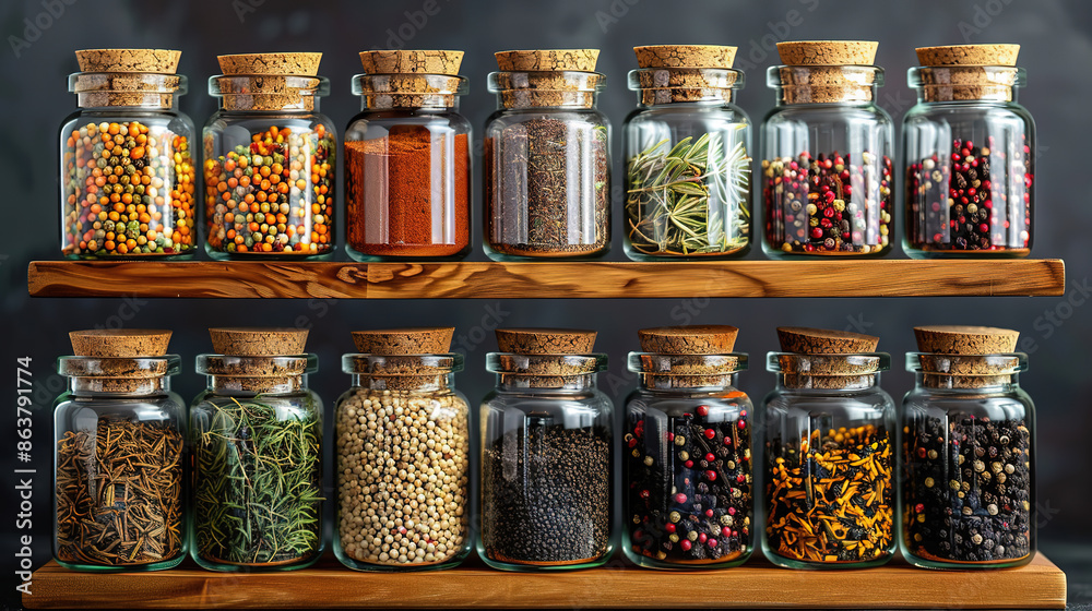 Kitchen Herbs Asian Cuisine Spices Closeup Solid Black Background Kitchen Herbs Asian Cuisine Spices Closeup Solid Black Background