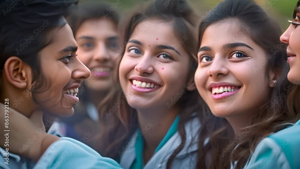 Group of happy Indian medical students posing for a photo.generative ai Group of happy Indian medical students posing for a photo.generative ai