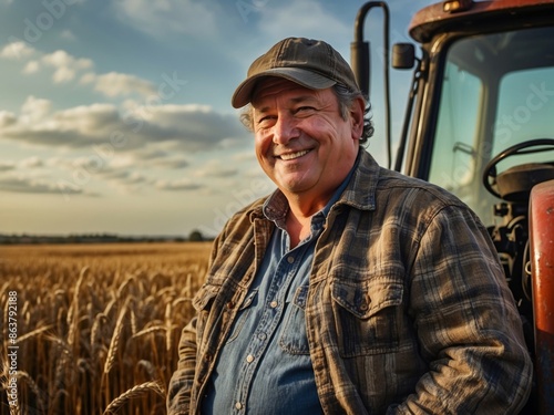 Elderly man farmer working in his field, real life.