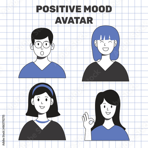 Illustration design with people positive mood avatars