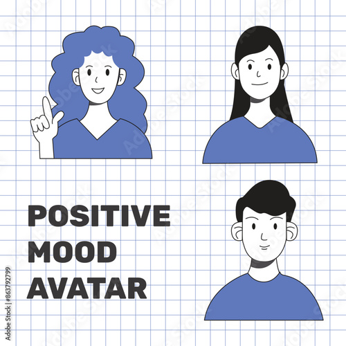 Illustration design with people positive mood avatars set