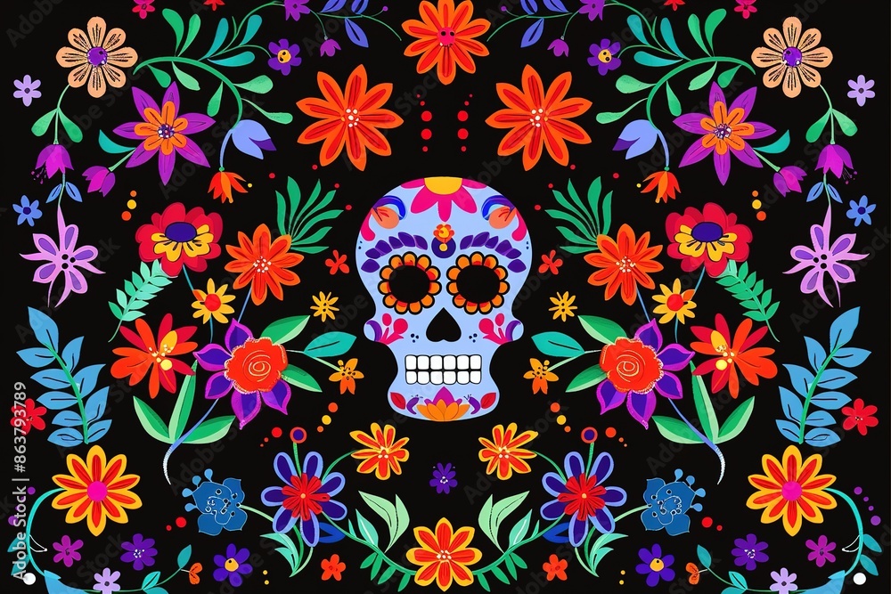 Seamless pattern with sugar skulls and roses. Design element for poster, card, banner, t shirt. Seamless pattern with sugar skulls and roses. Design element for poster, card, banner, t shirt.