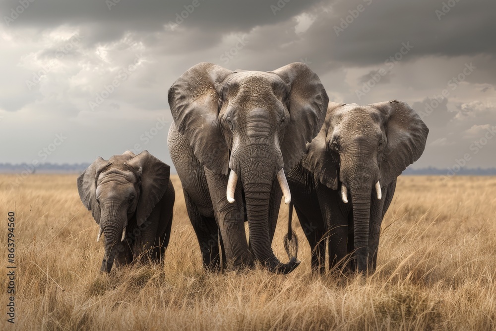 Obraz premium elephant family roaming