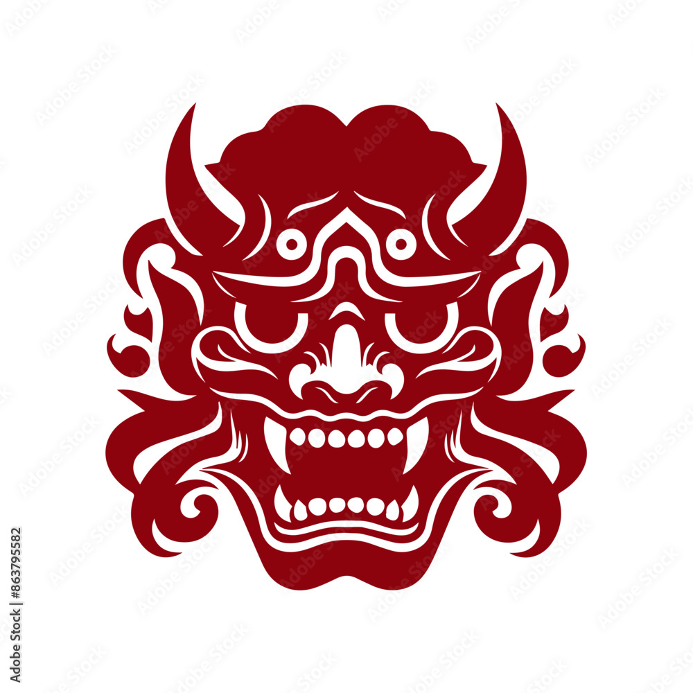 Oni japanese devil mask vector illustration Oni japanese devil mask vector illustration