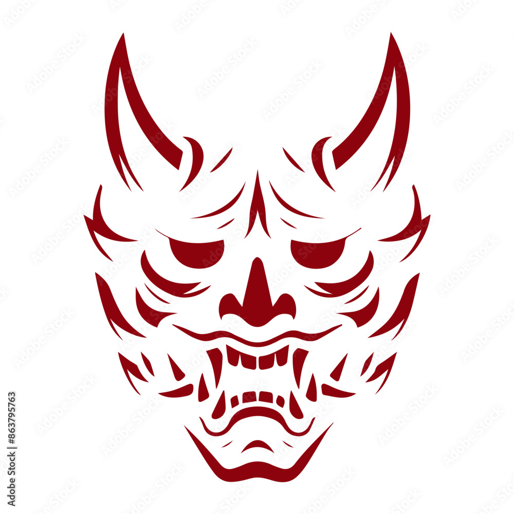 Oni japanese devil mask vector illustration Oni japanese devil mask vector illustration