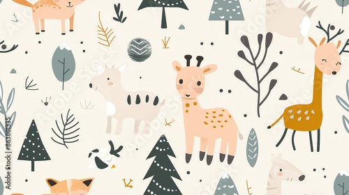 Hand-drawn seamless pattern featuring minimalist LGBTQ icons, pastel hues
