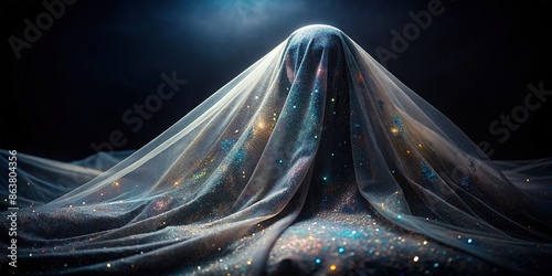 Ethereal and mystical matte black canvas with opalescent shimmery dust veil, ethereal, mystical, matte black, canvas photo