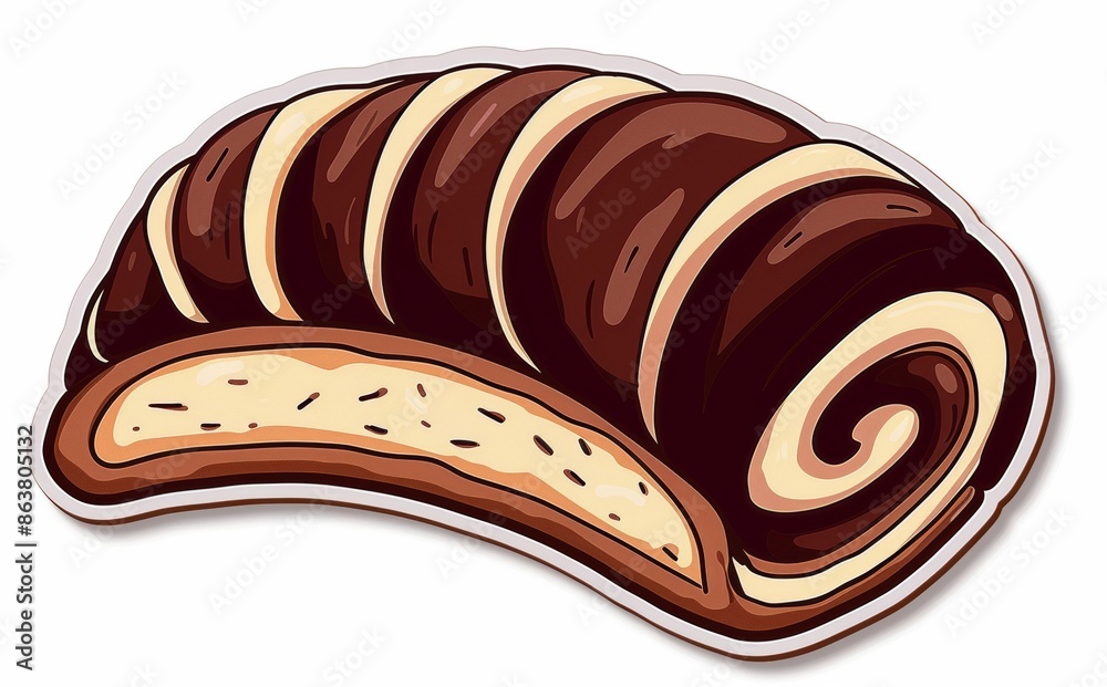 Modern mini dessert with cream swirl, pastry food. Isolated Swiss chocolate roll. Modern mini dessert with cream swirl, pastry food. Isolated Swiss chocolate roll.