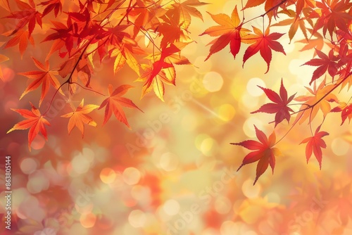 Autumn maple foliage in watercolor background and botanical leaves in fall season illustration