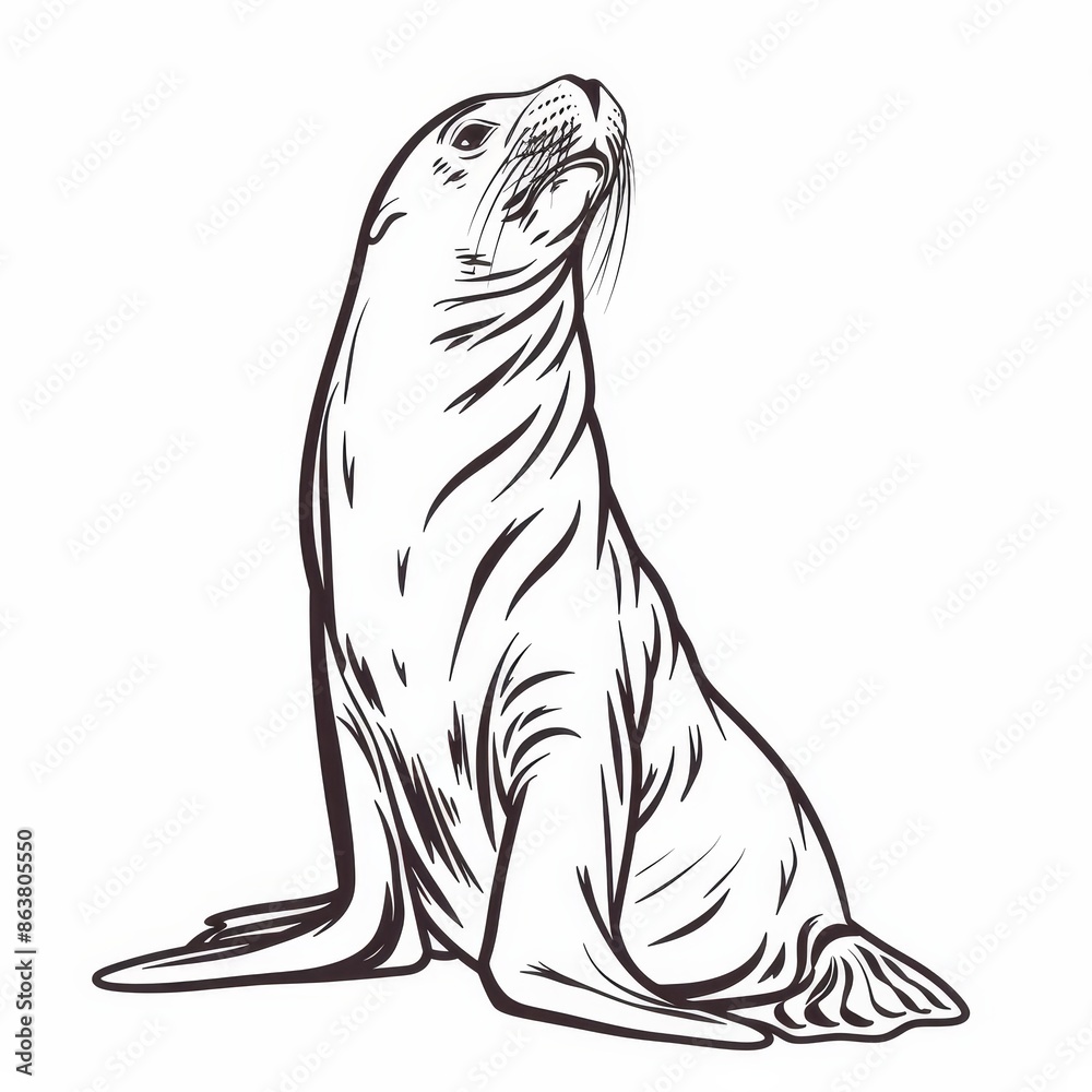 Ocean animal: walrus isolated sketch. Modern fur seal from New Zealand, aquatic marine creature, sea ocean animal. Arctocephalus in Otariidae, ear otariid marine animal. Ocean animal: walrus isolated sketch. Modern fur seal from New Zealand, aquatic marine creature, sea ocean animal. Arctocephalus in Otariidae, ear otariid marine animal.